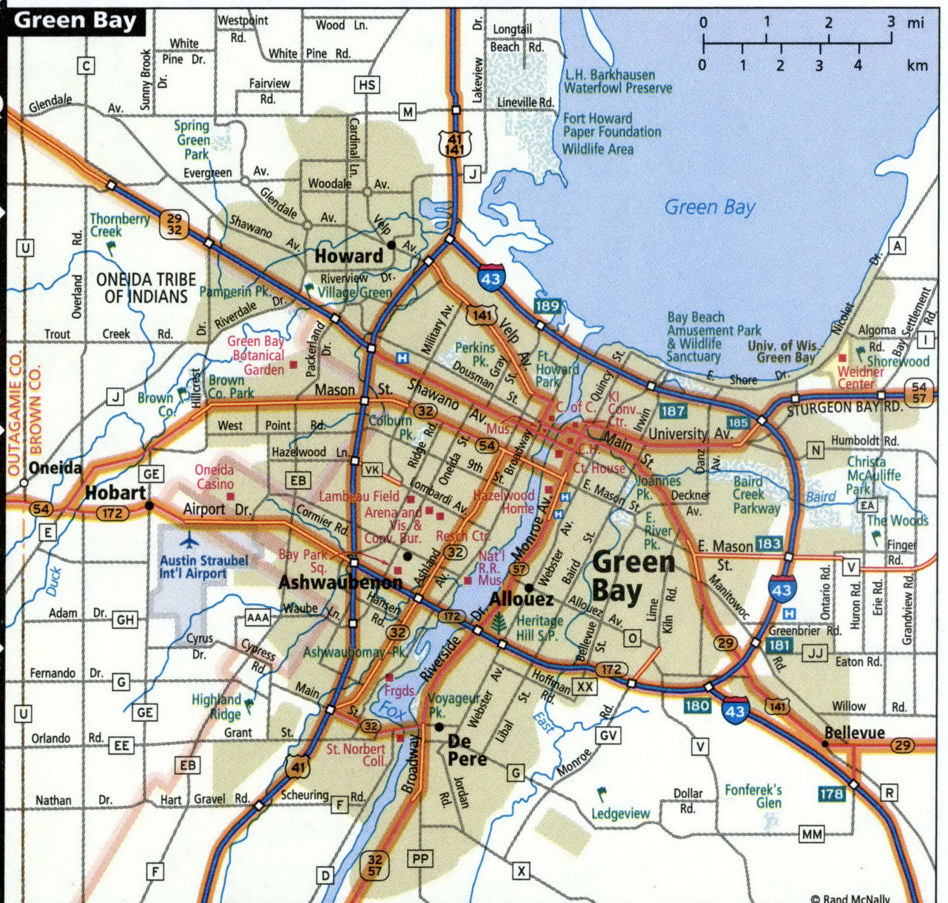 Green Bay city map for truckers