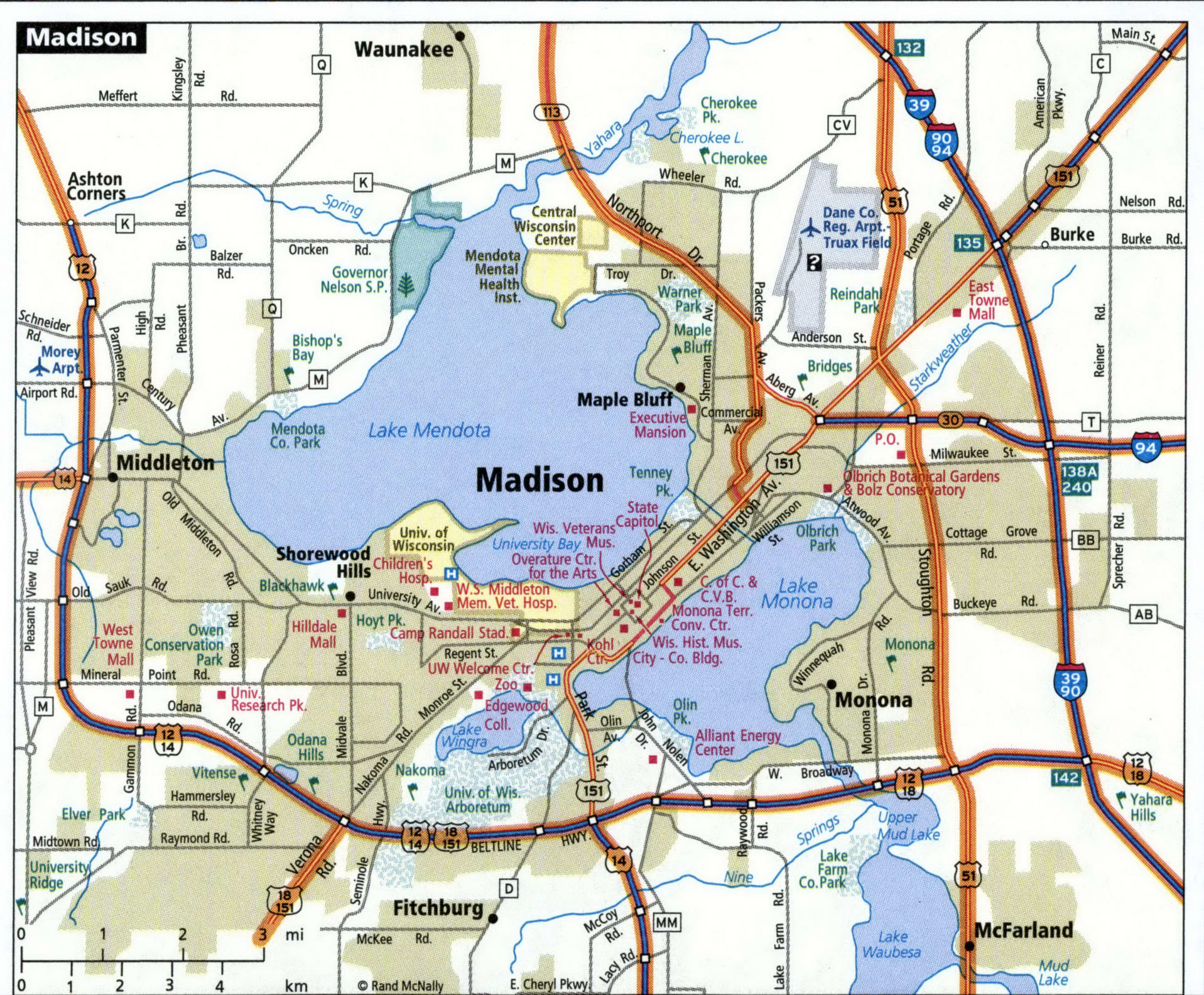 Madison city road map for truck drivers area town toll free highways ...