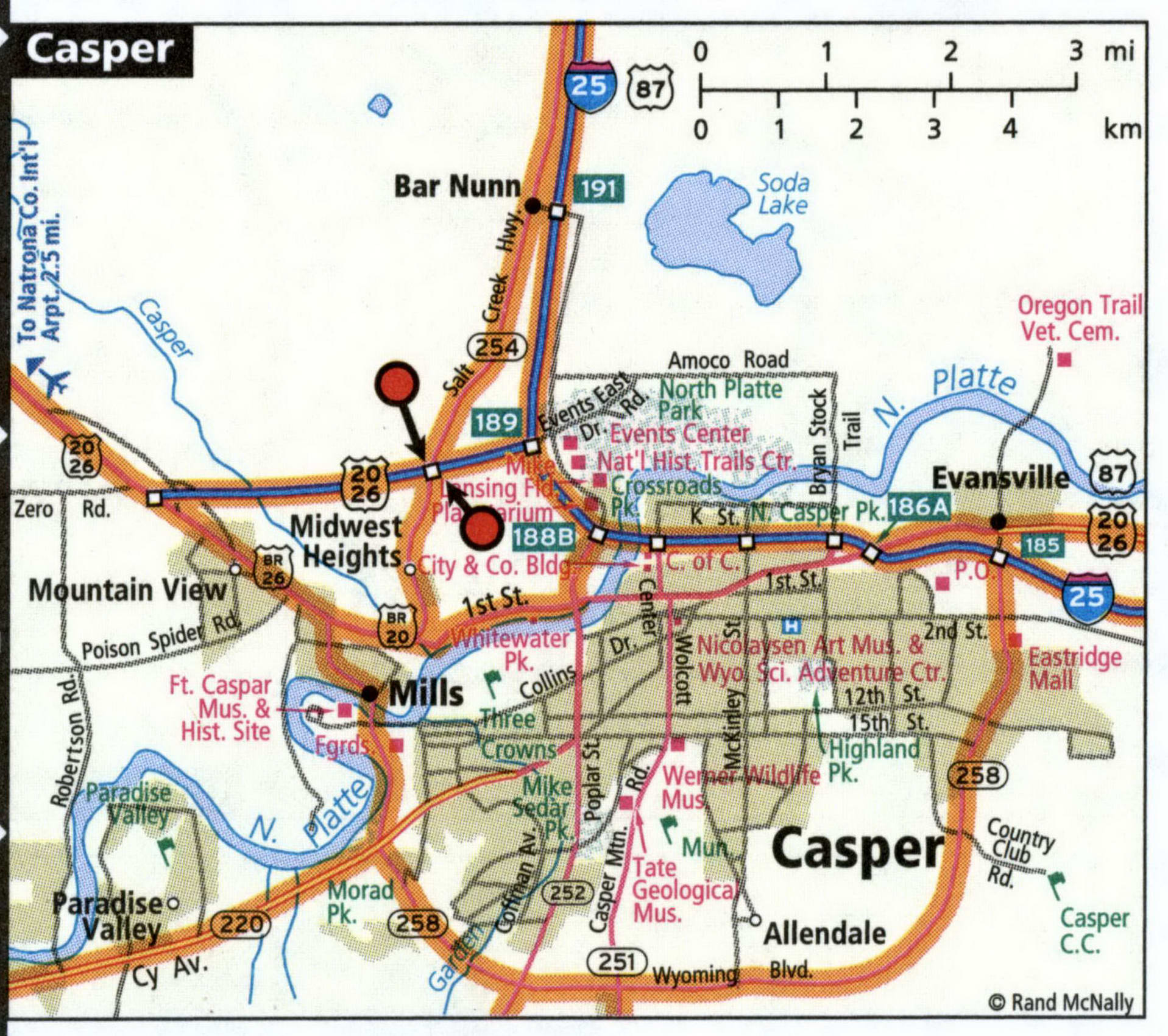 Casper city map for truckers