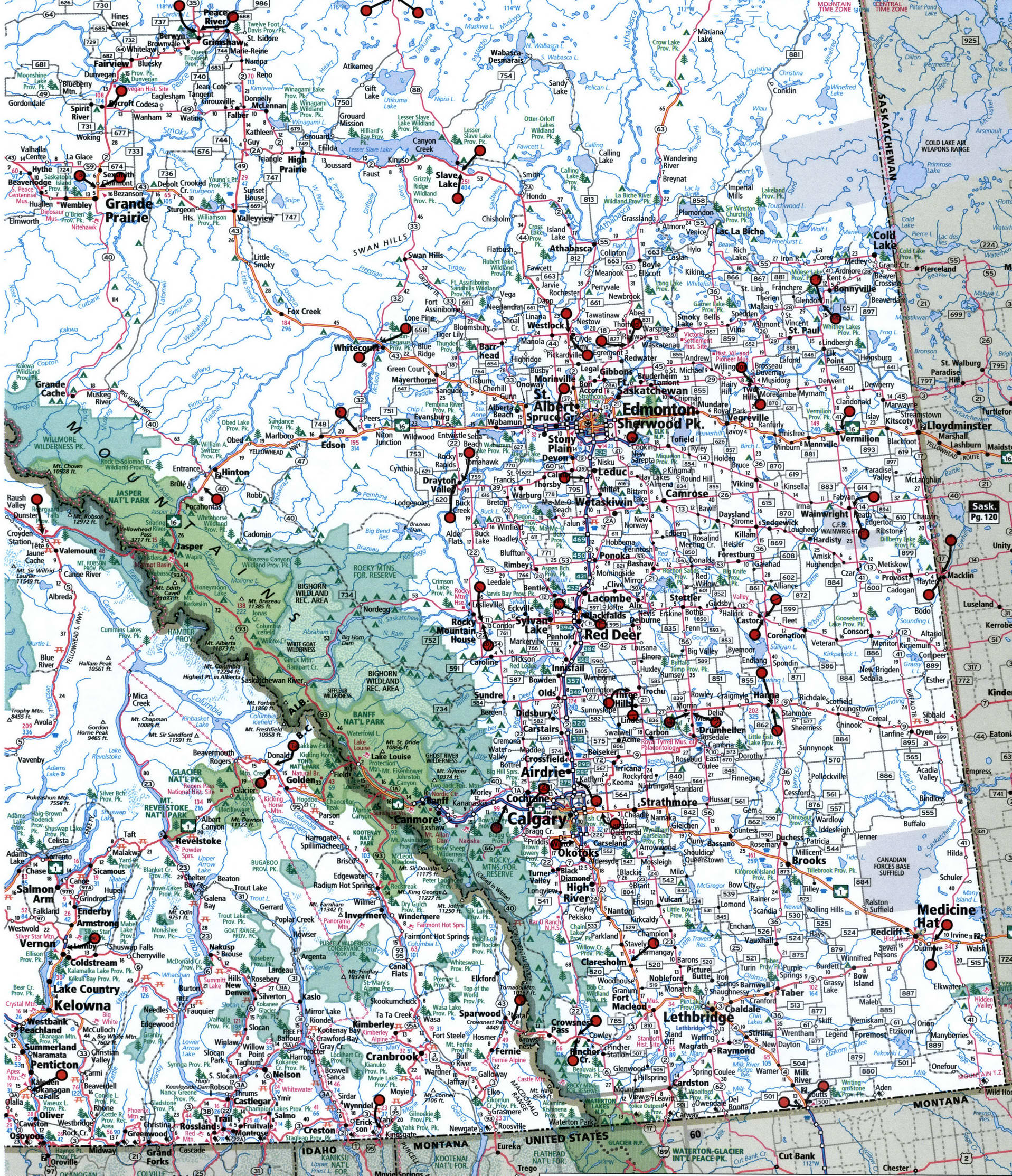 Alberta province city map for truckers