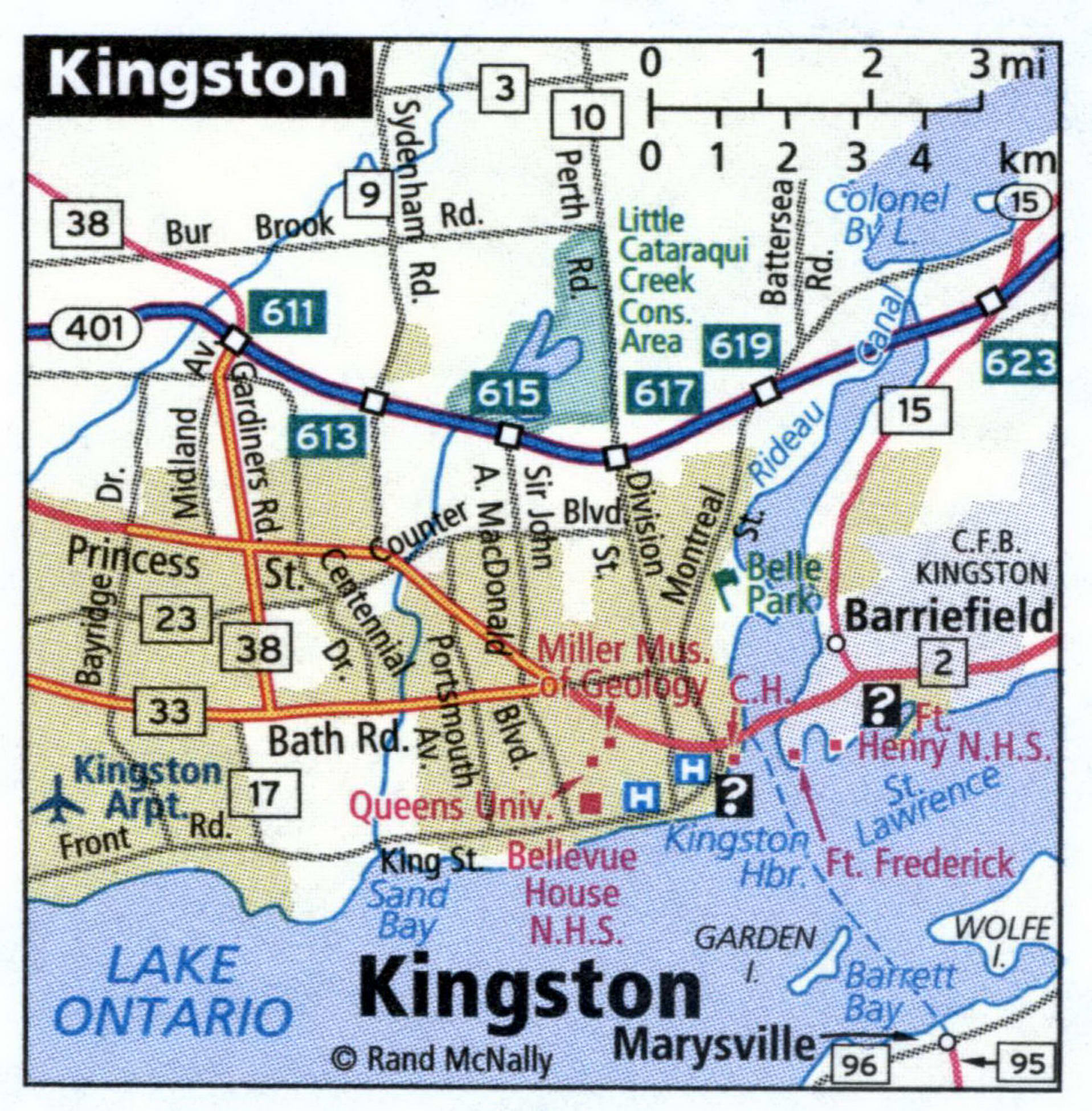 Kingston city road map for truck drivers area town toll free highways - USA