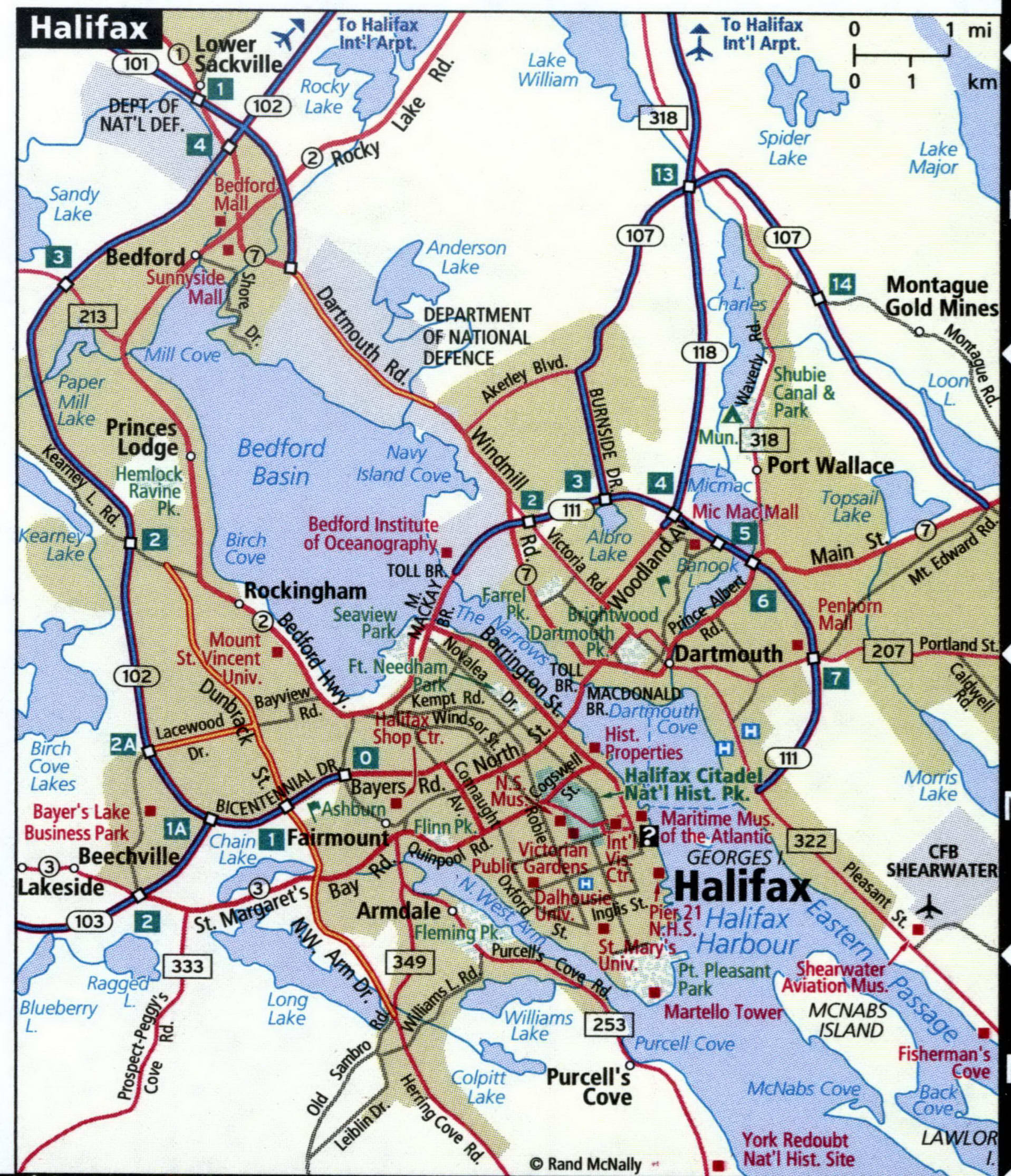 Halifax City Road Map Truck Drivers Area Town Toll Free Highways Region Usa 