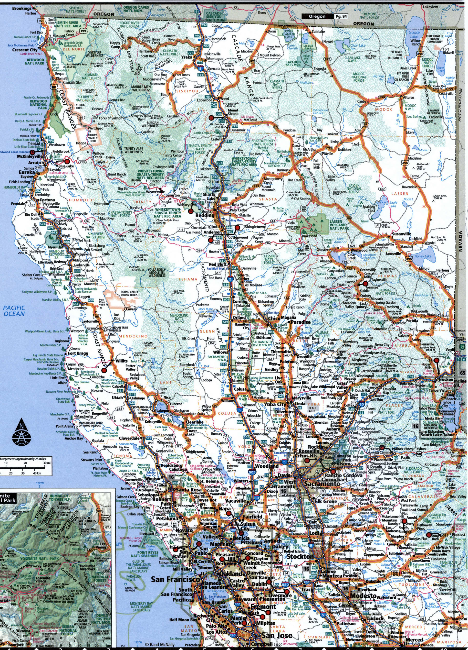 California Northern highway map with truck routes North region roads ...