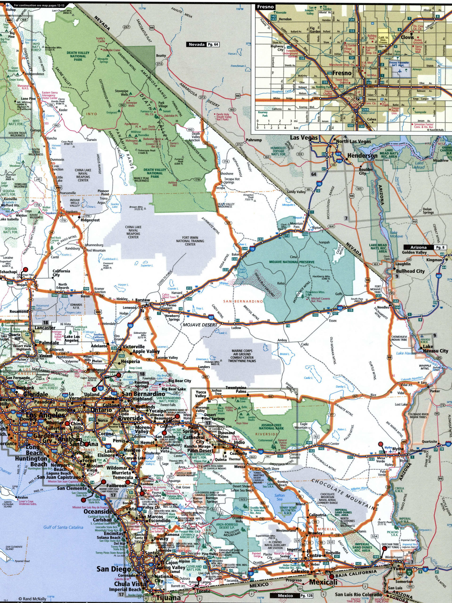 California Southern highway map with truck routes South region roads ...