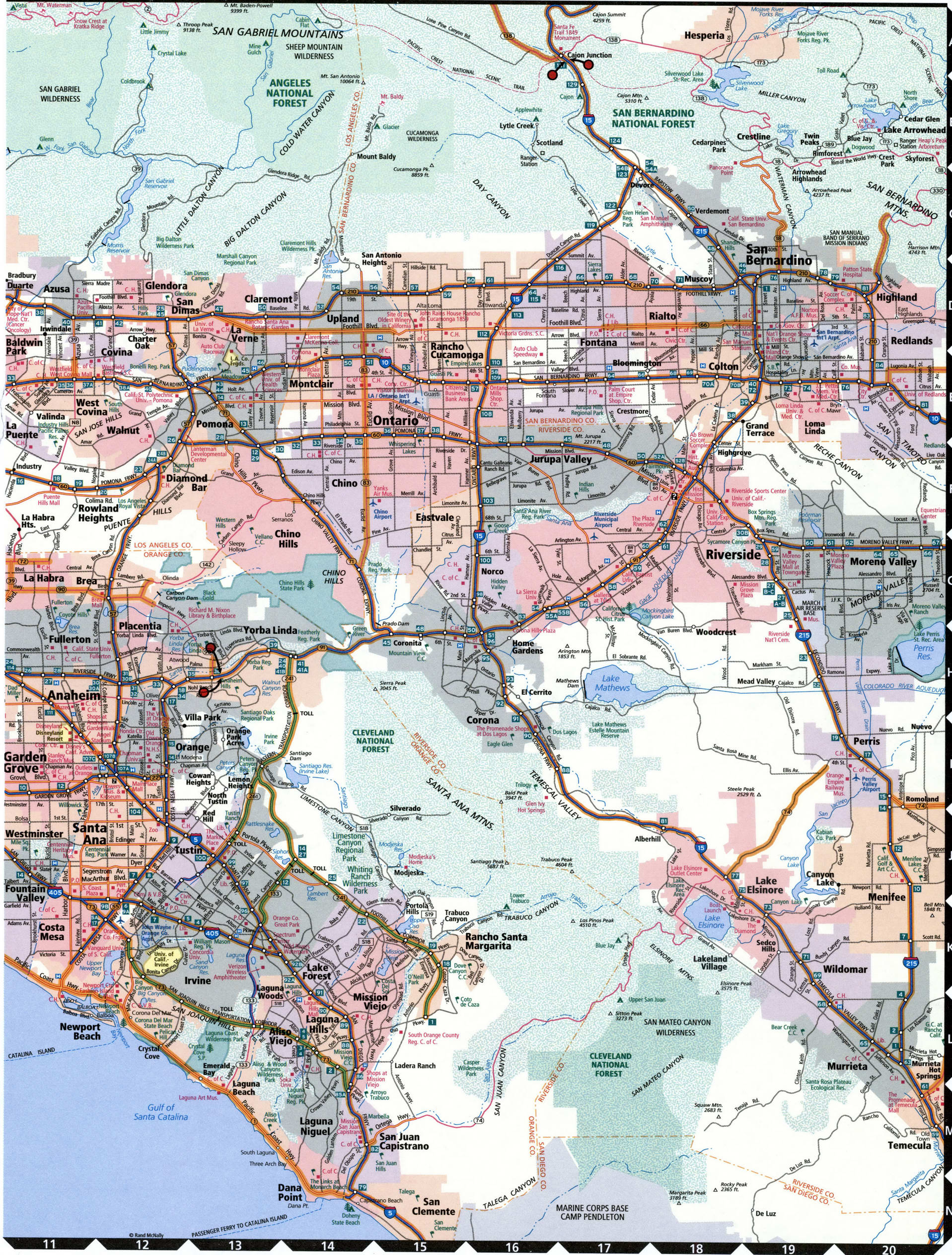 Los Angelos area road map for truck drivers region toll free highways ...