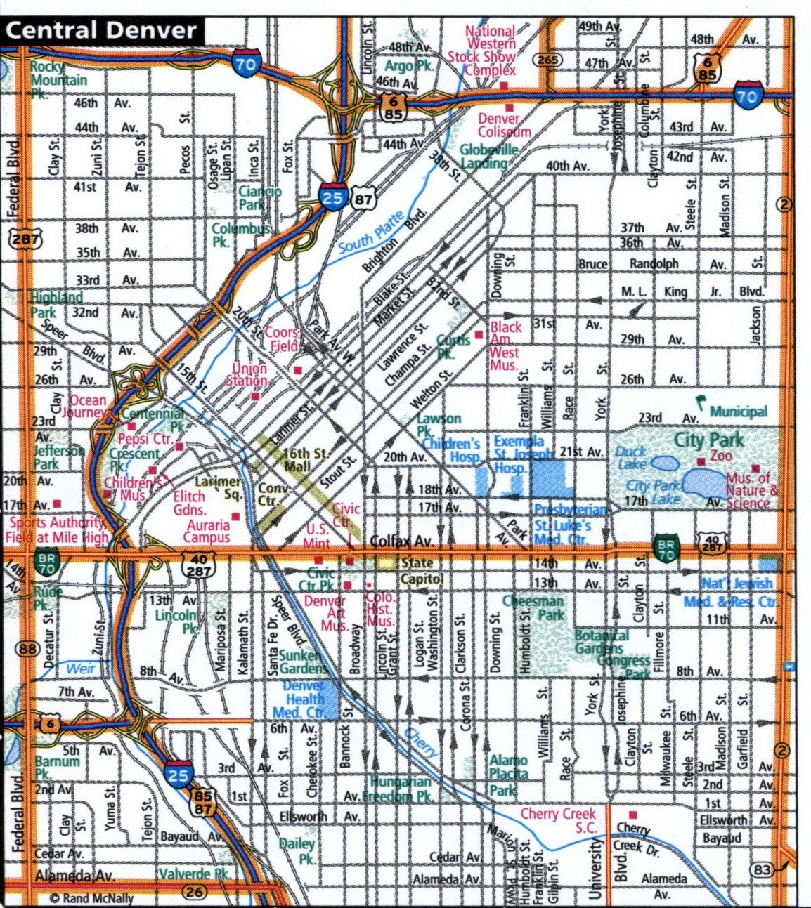 Denver city road map for truck drivers area town toll free highways map ...