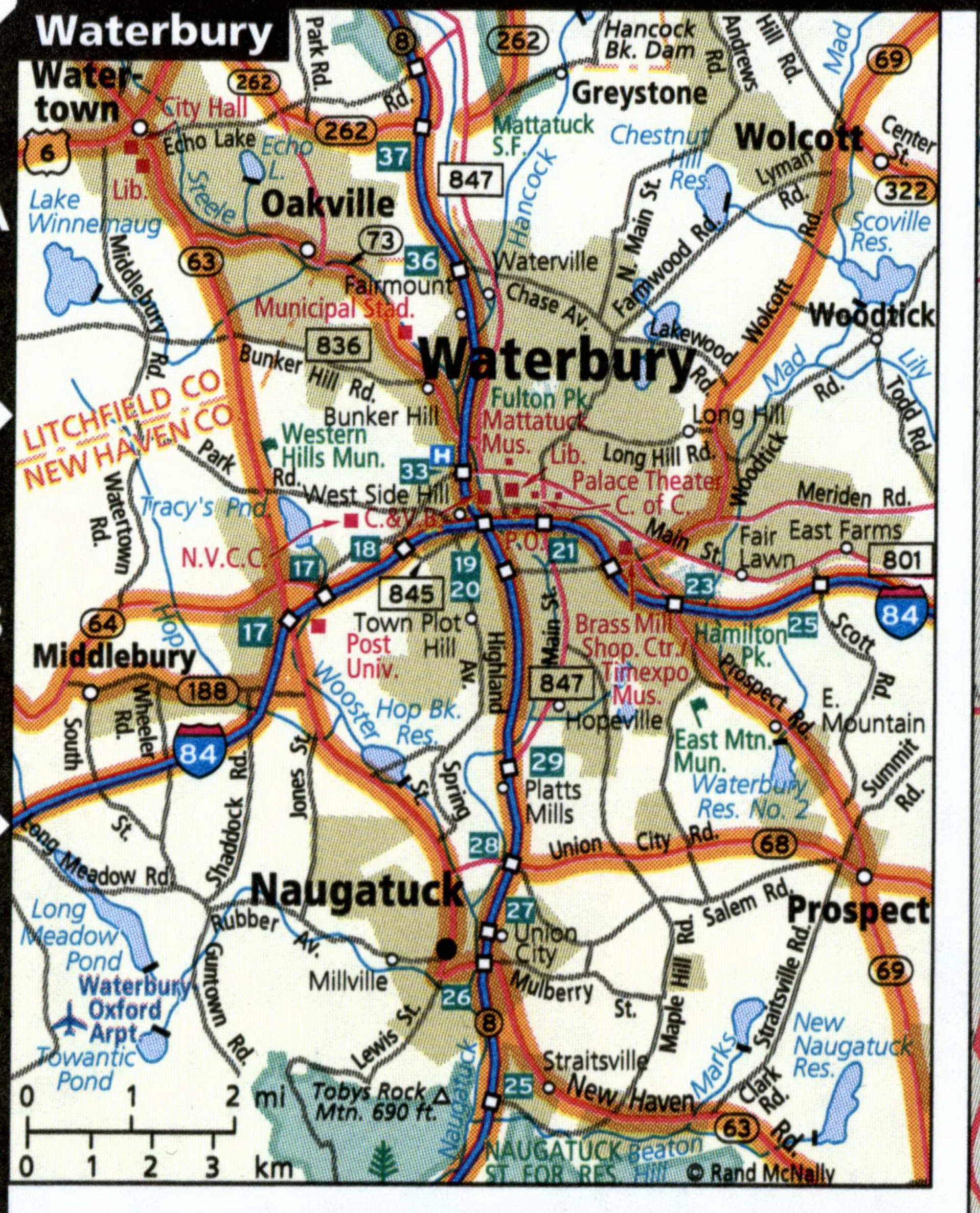 Waterbury city map for truckers