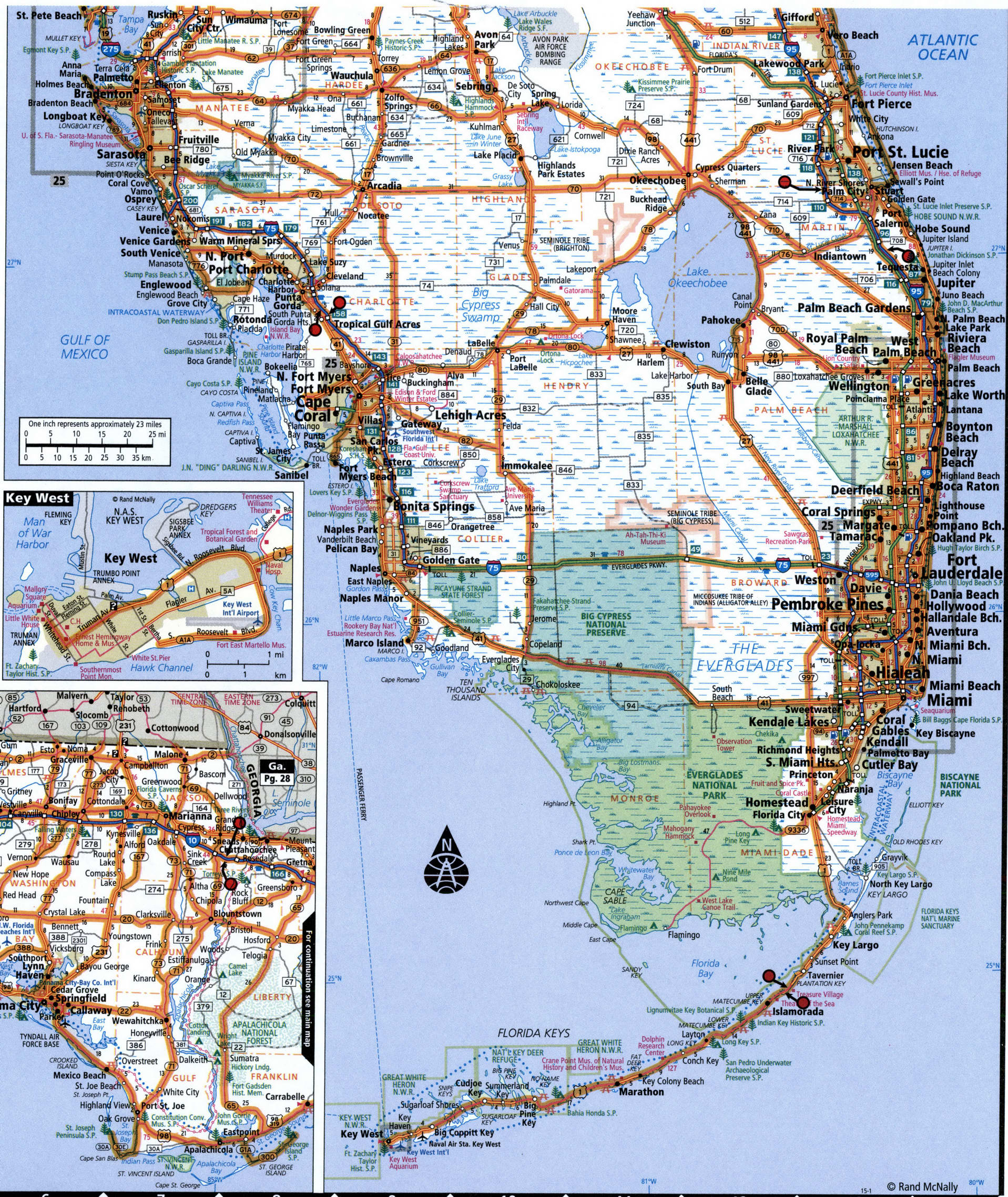Florida state highway map with truck routes area town roads map trucker ...