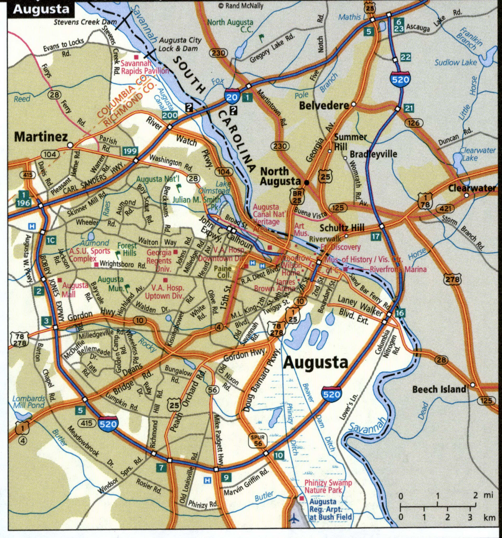 Augusta city map for truckers
