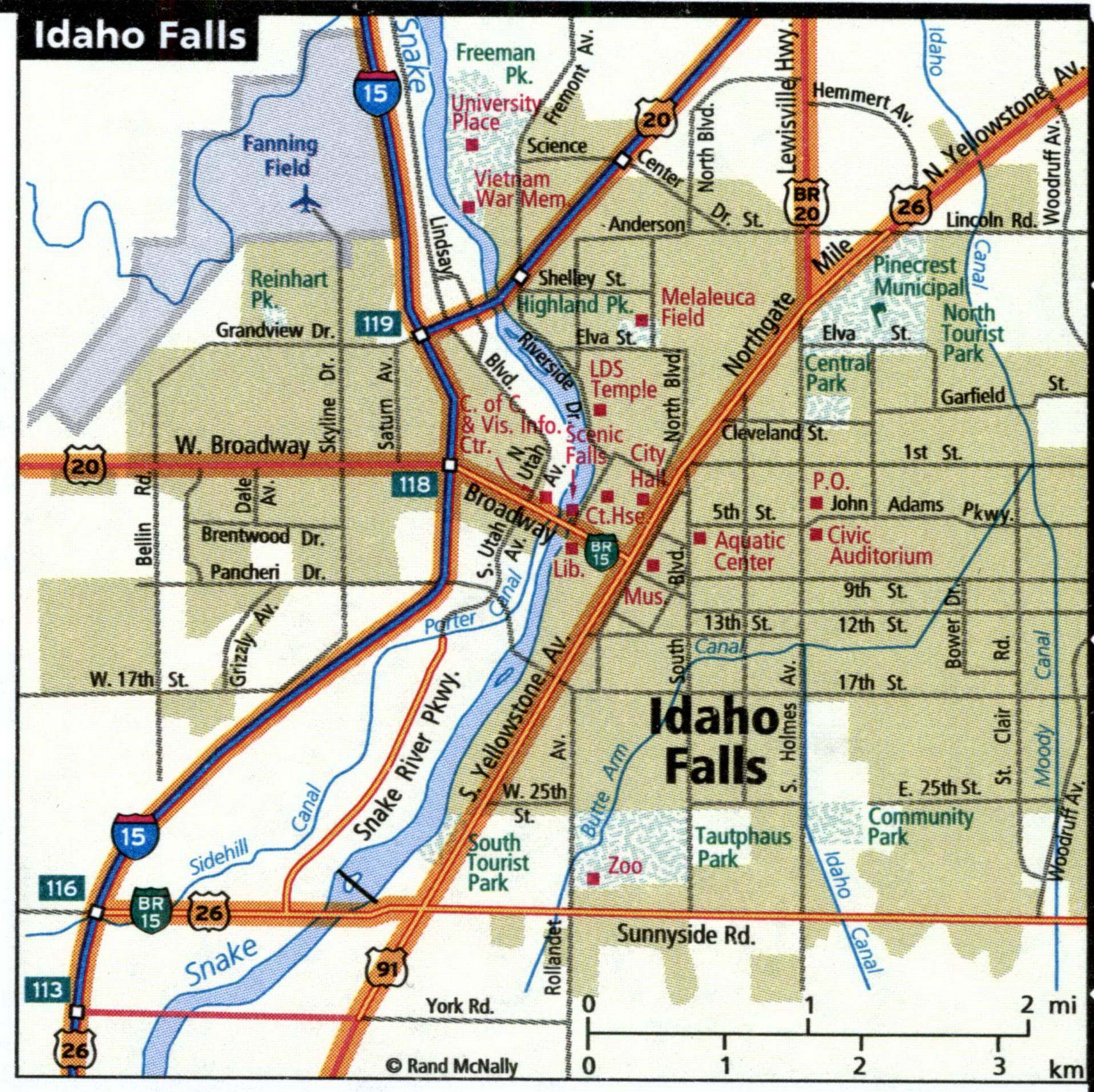 Idaho Falls City Road Map For Truck Drivers Area Town Toll Free   31Idaho 