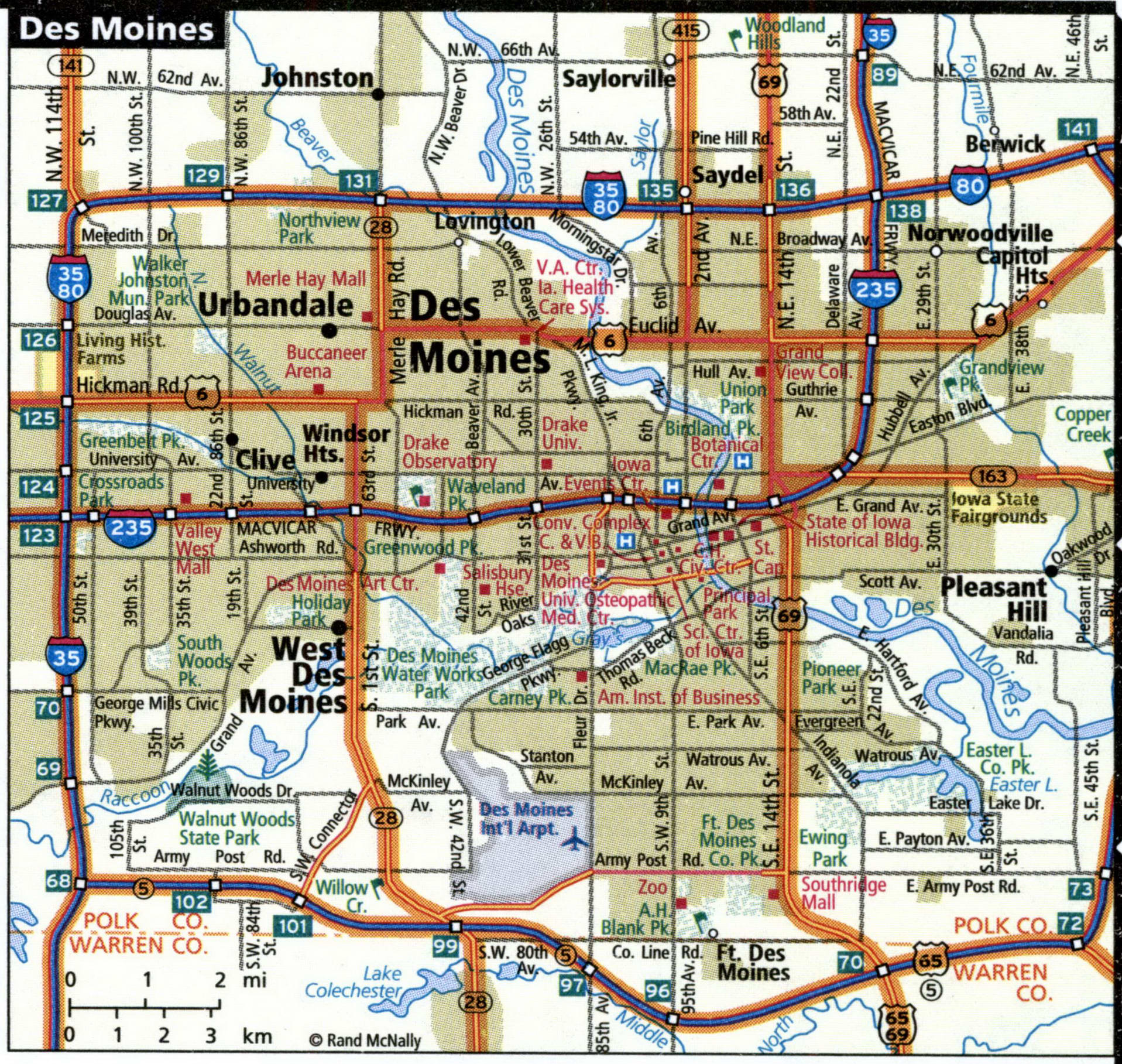 Des Moines city map for truckers