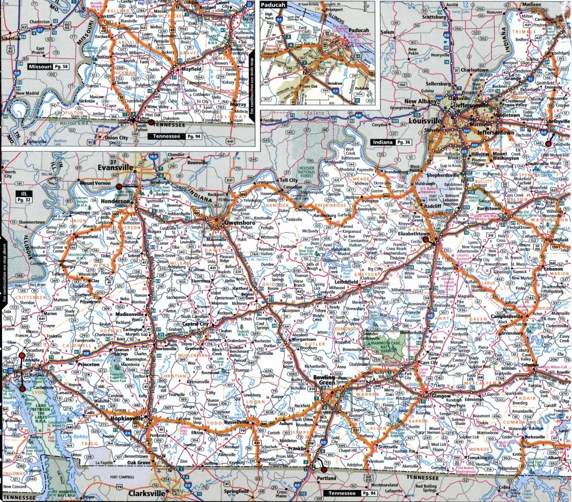 Kentucky state highway map with truck routes area town roads map ...