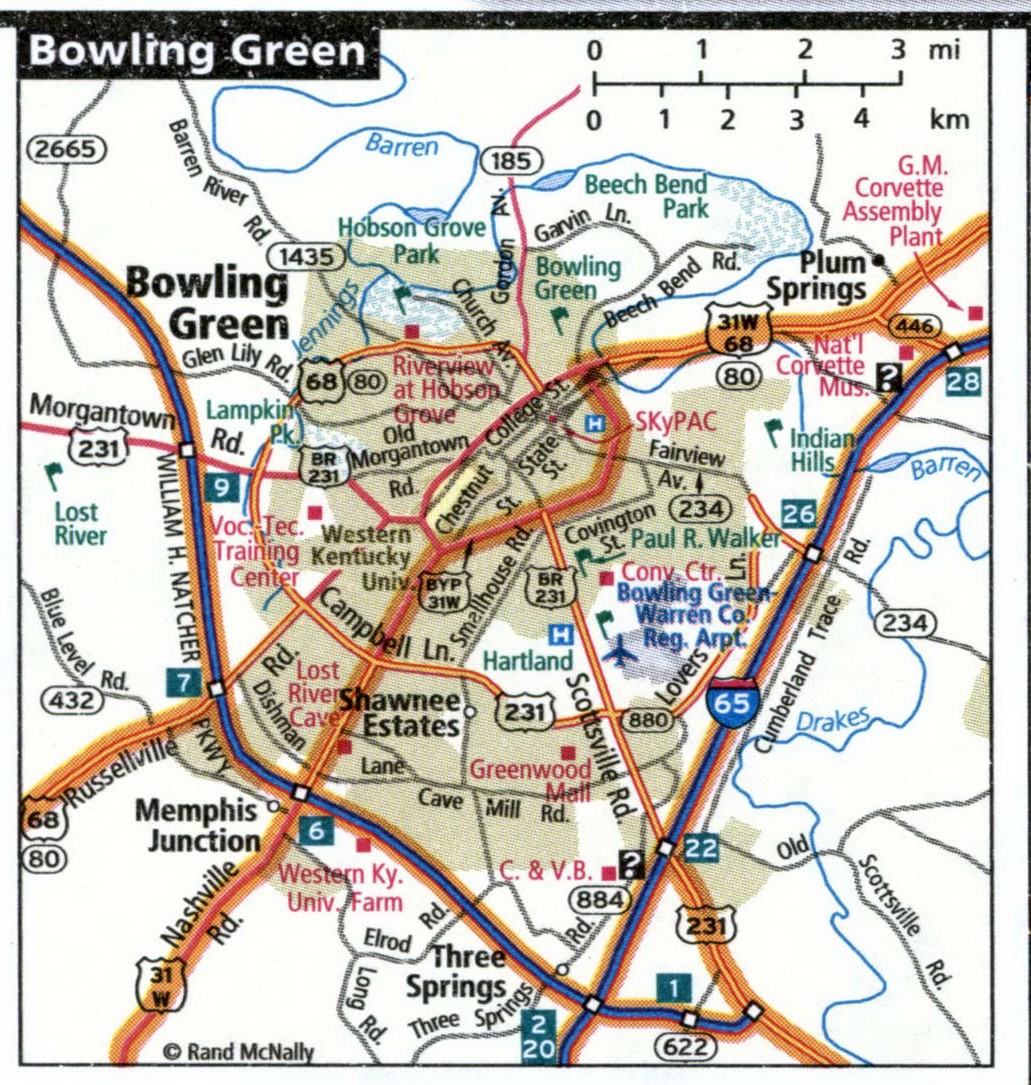 Bowling Green city road map for truck drivers area town toll free ...