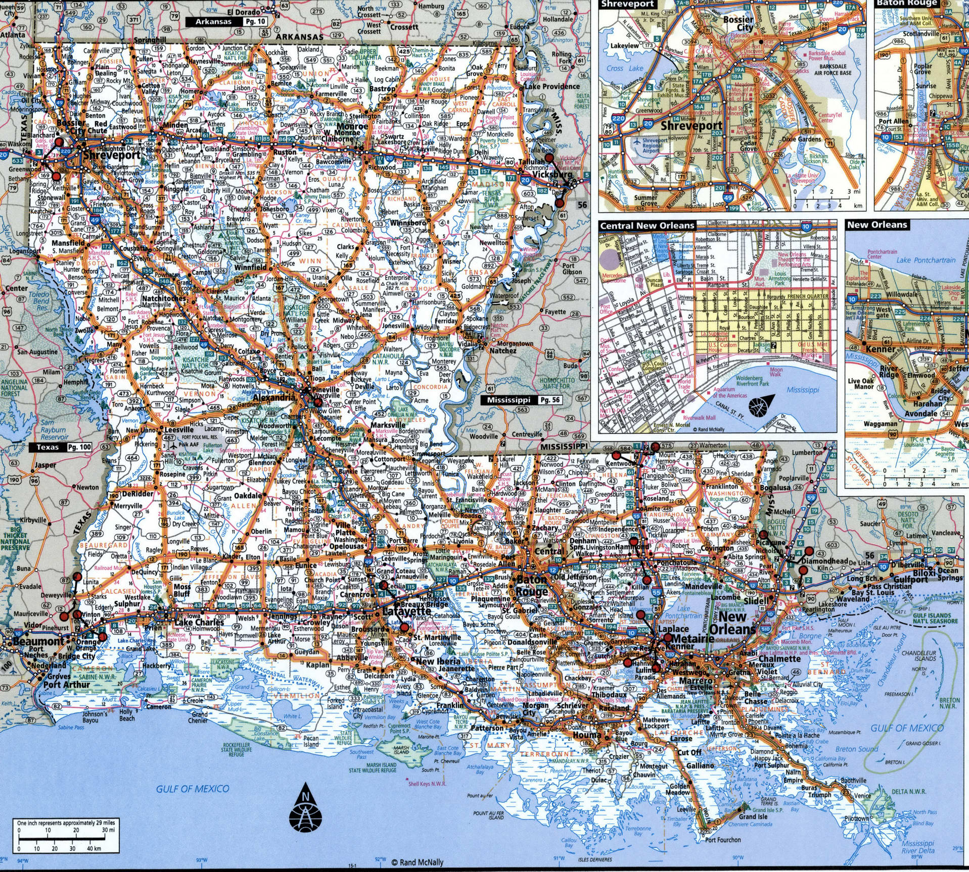 Louisiana state highway map with truck routes area town roads map ...
