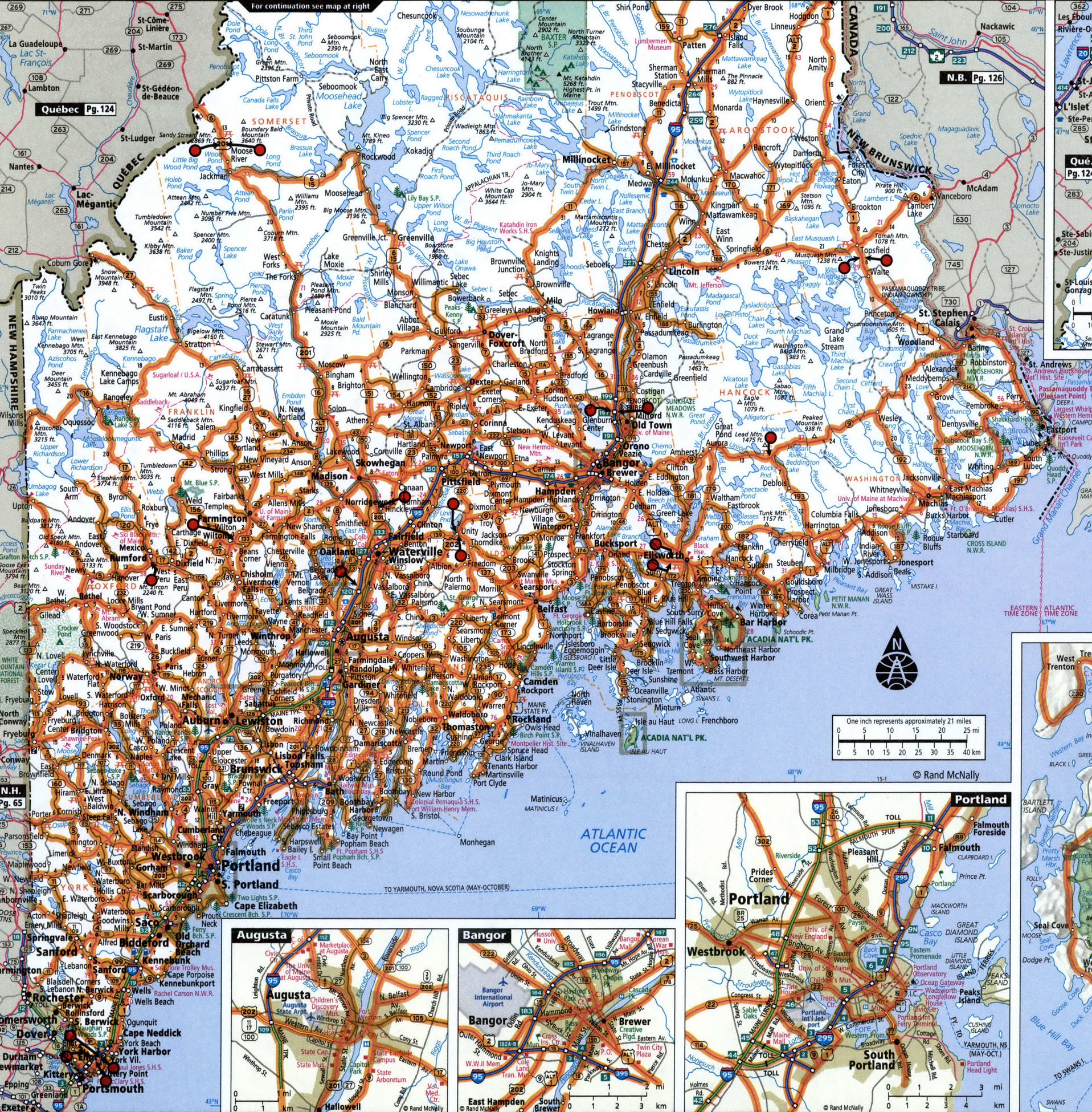 Maine state highway map with truck routes Maine area roads map for ...