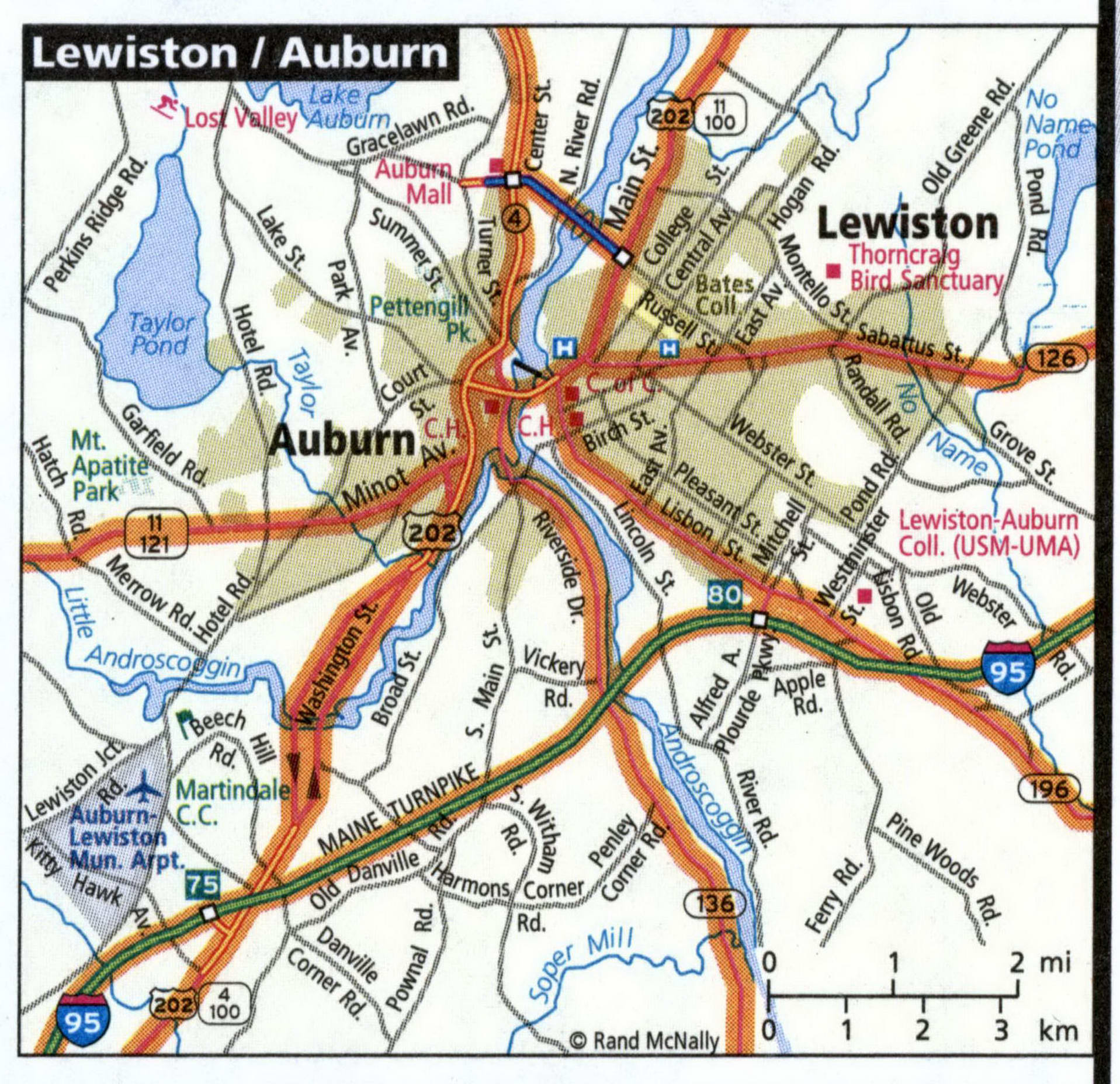 Auburn city road map for truck drivers toll free highways map town area ...