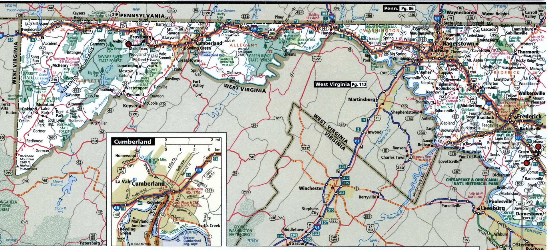 Western Maryland map for truckers