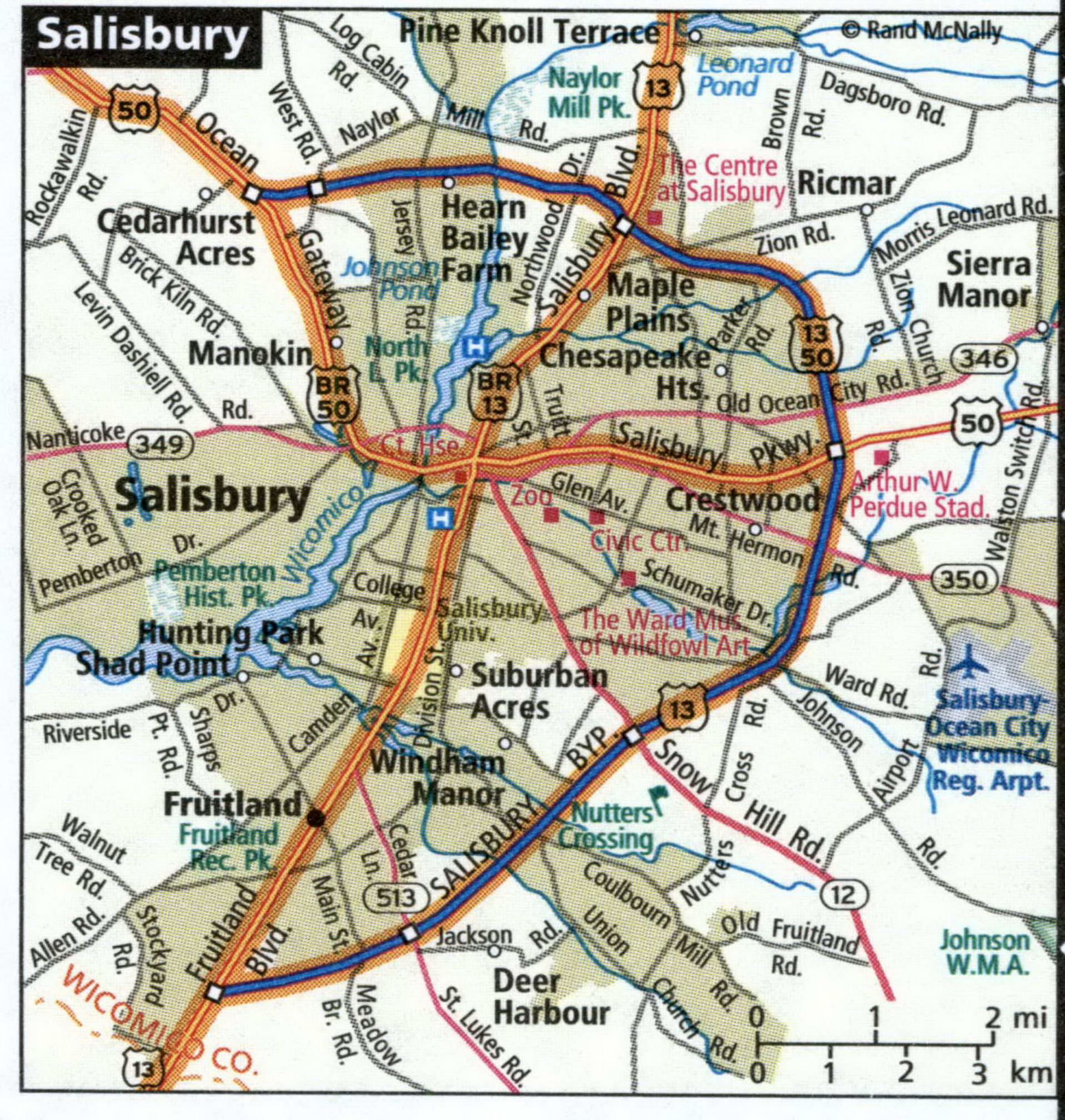 Salisbury city road map for truck drivers area town toll free highways ...