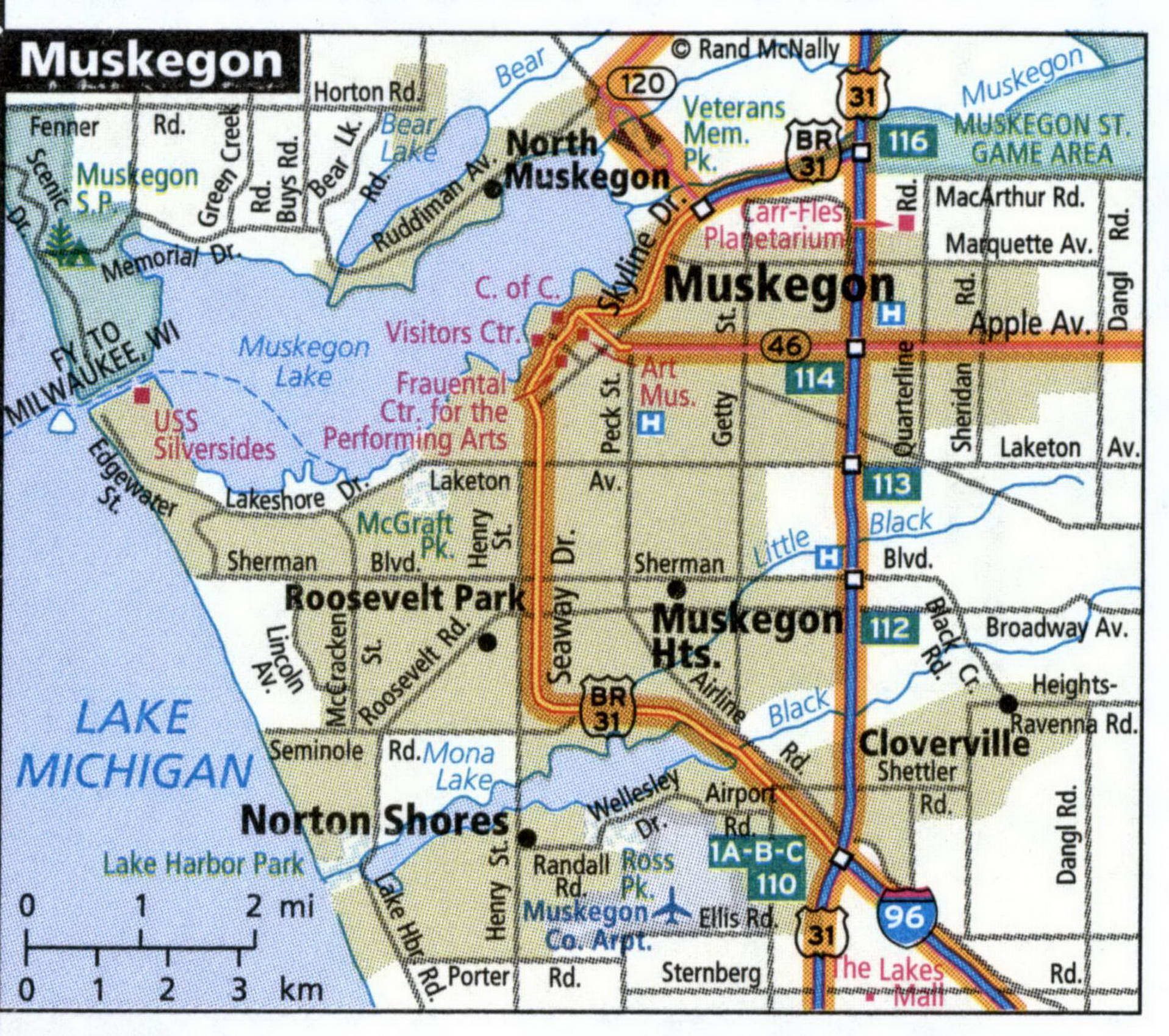 Muskegon City Road Map For Truck Drivers Area Town Toll Free Highways   51Mus 