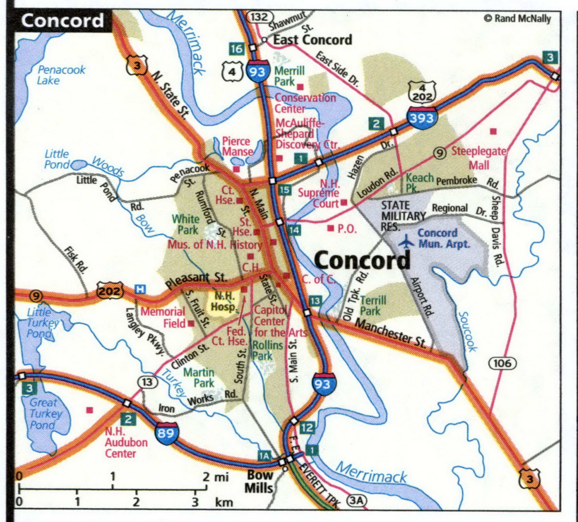 Concord city road map for truck drivers town area toll free highways ...