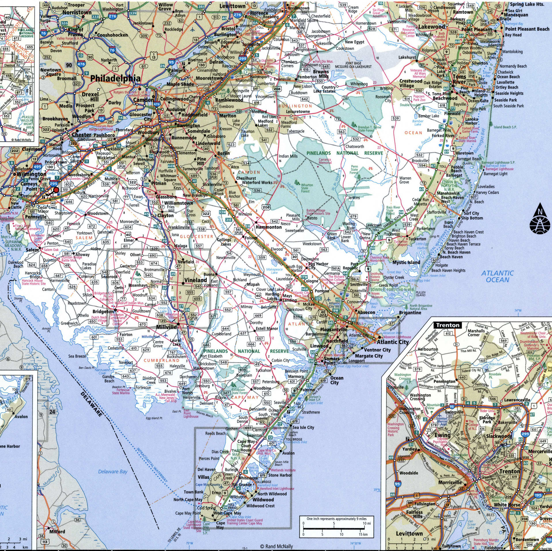 New Jersey state highway map with truck routes area roads map trucker ...