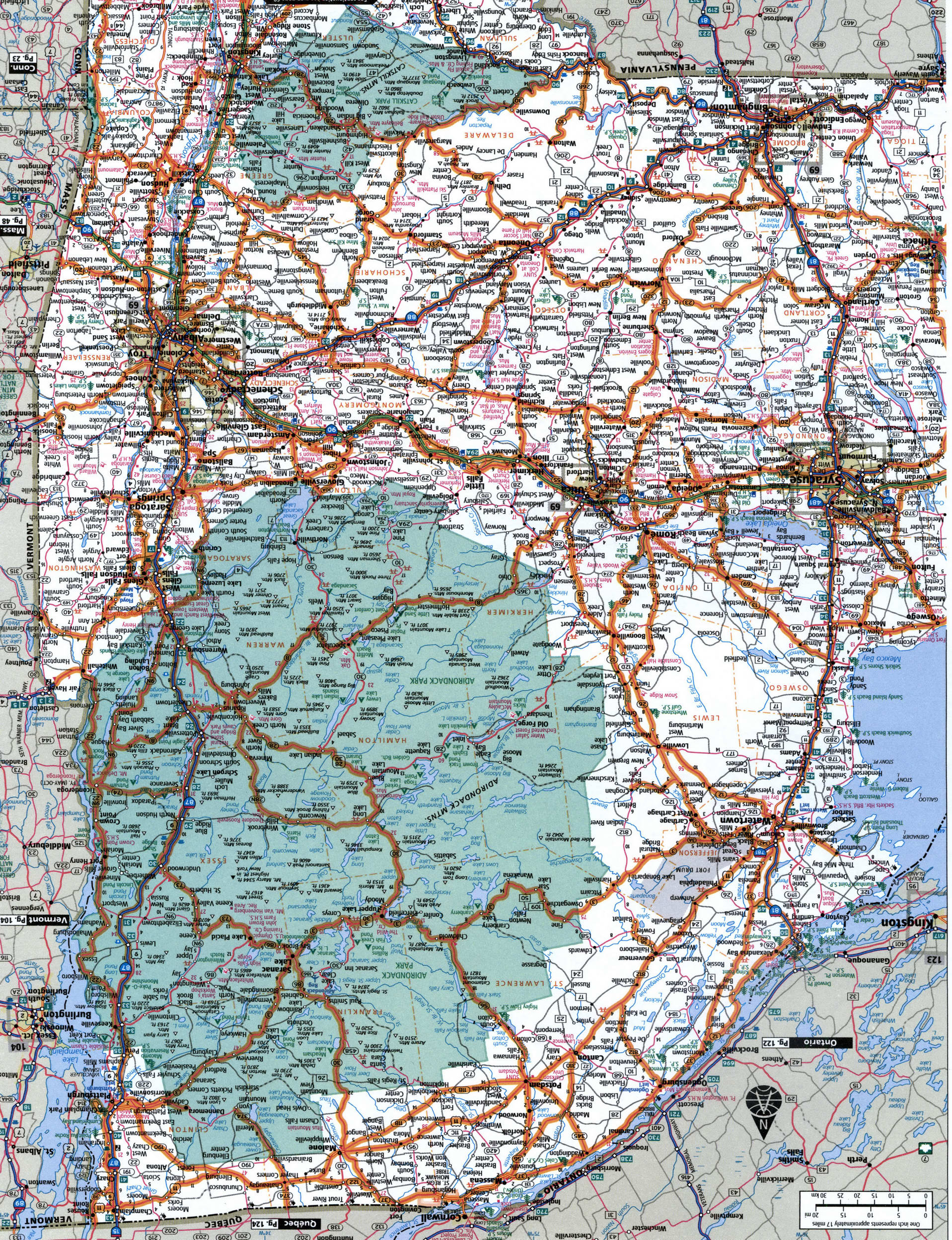 Eastern Northern New York state map for truckers