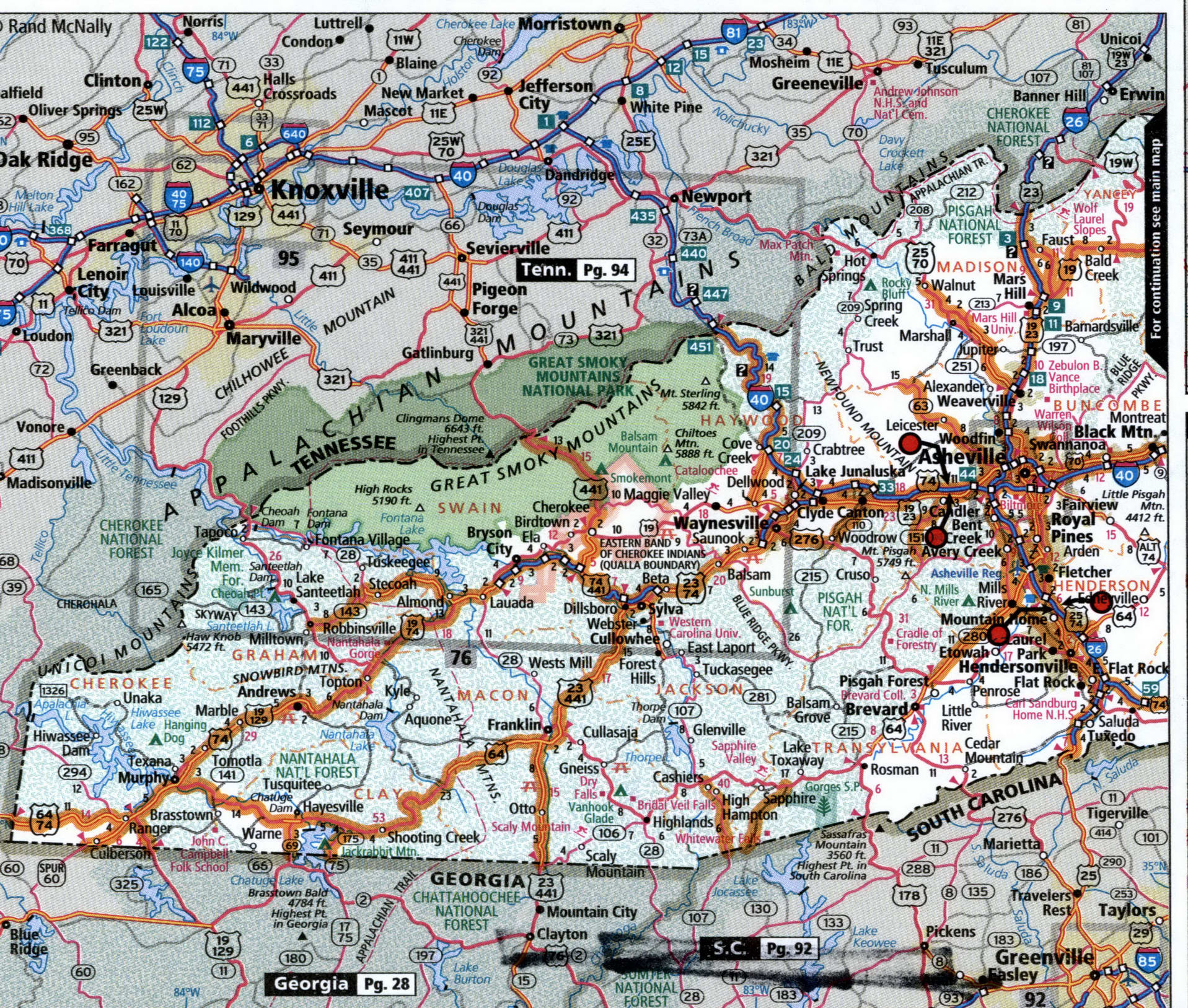 Western North Carolina map for truckers