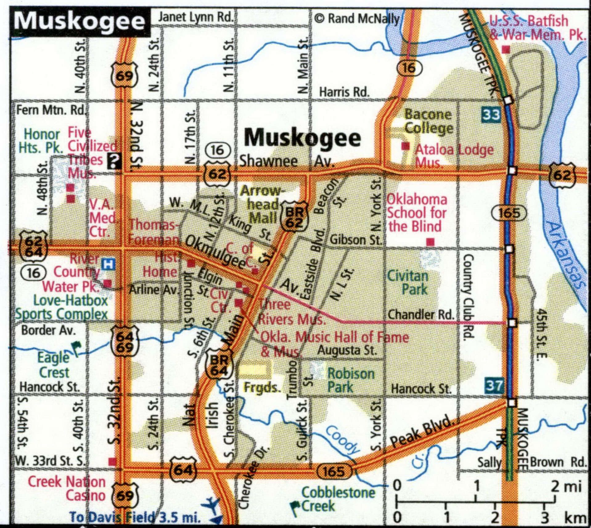 Muskogee city map for truckers