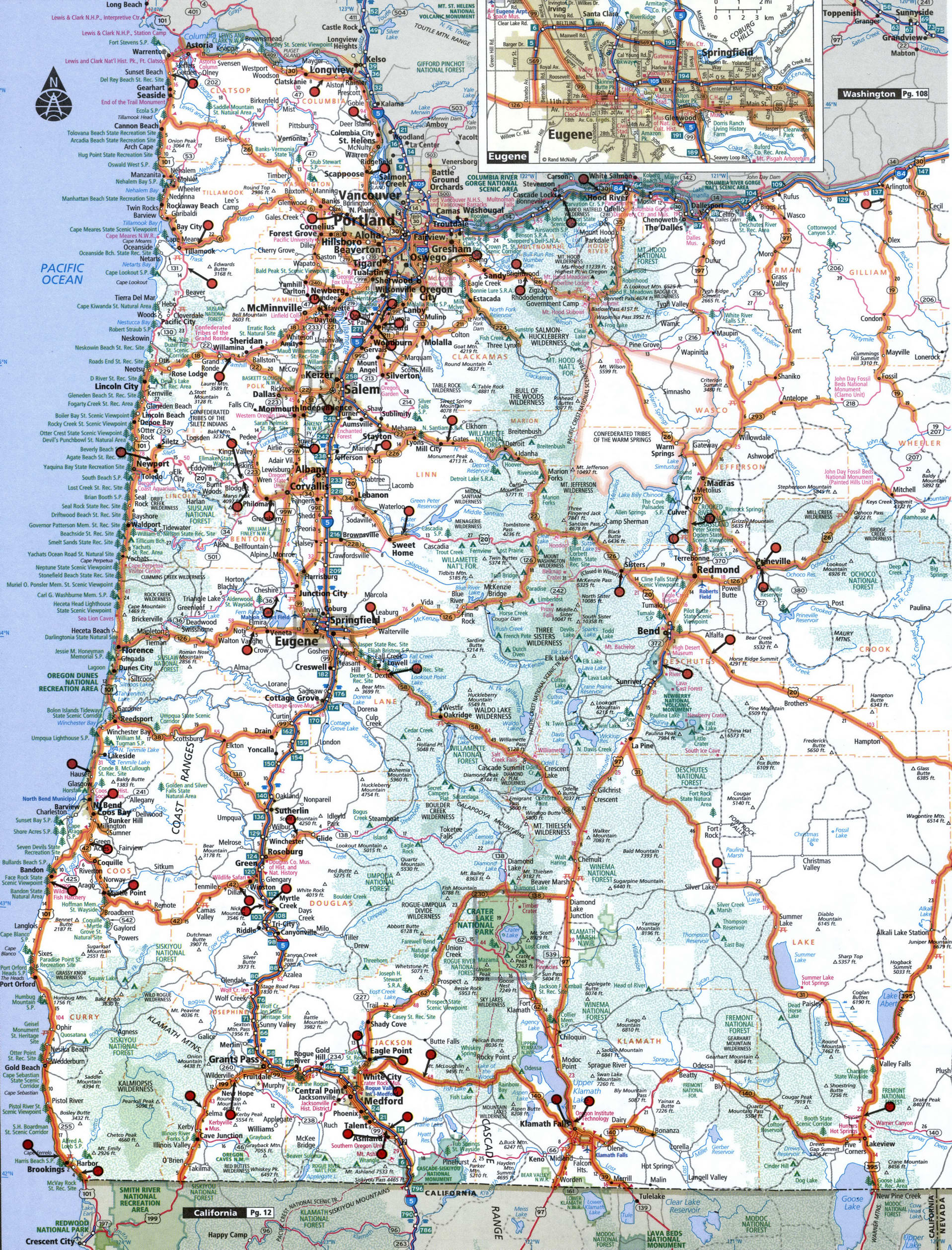 Oregon state highway map with truck routes region roads map trucker ...