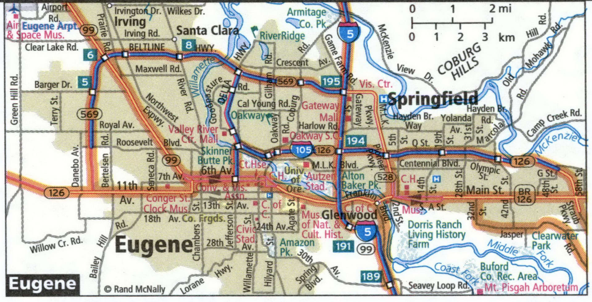 Eugene city map for truckers