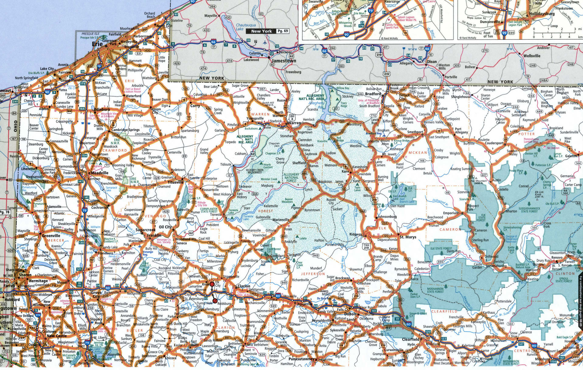 North-Western Pennsylvania map for truckers