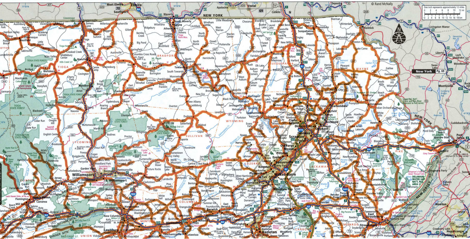 Eastern Pennsylvania state highway map with truck routes East area town ...