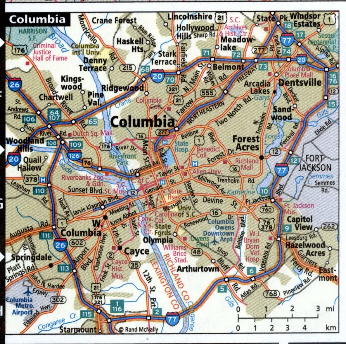 Columbia city map for truckers