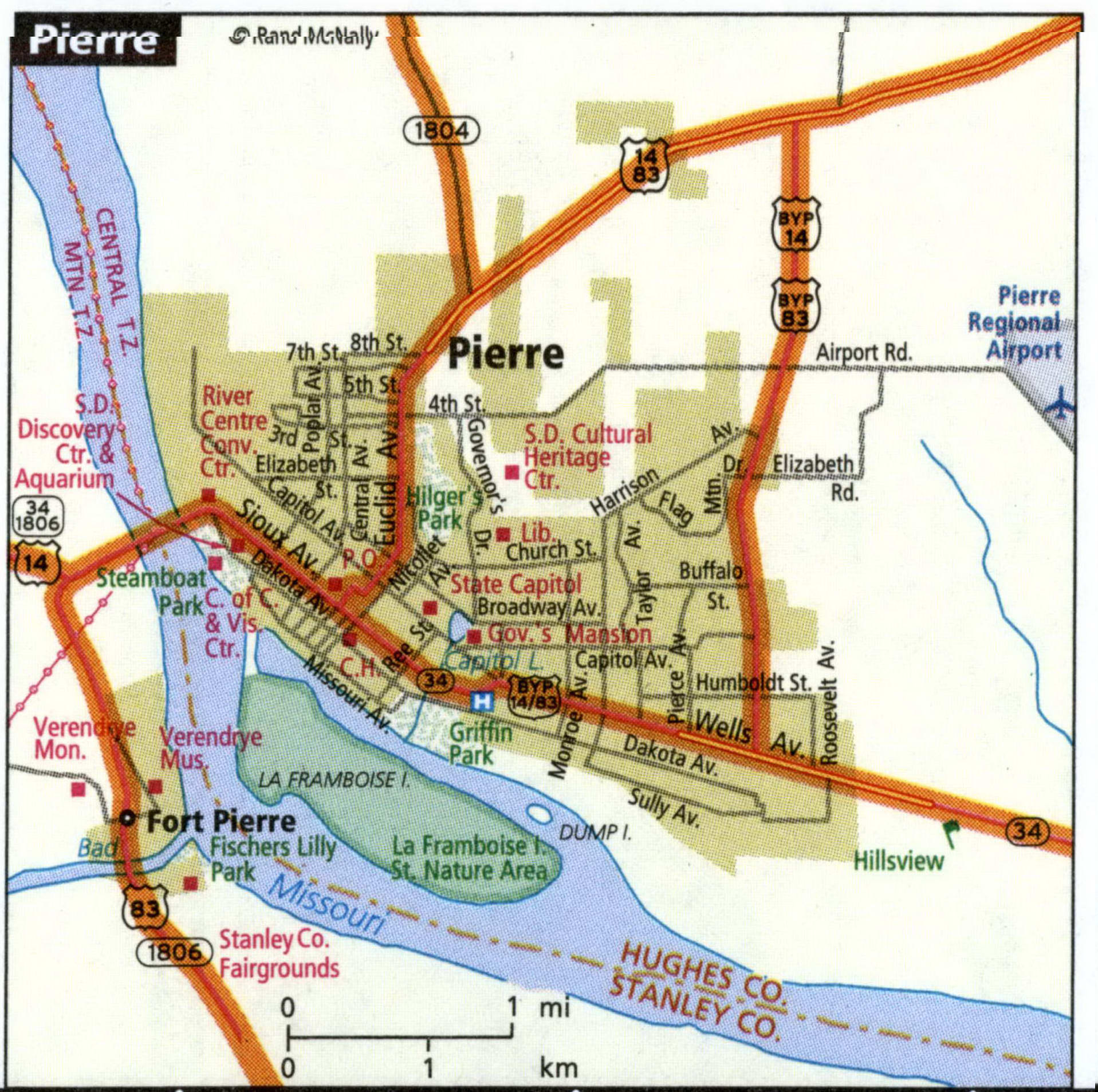 Pierre city map for truckers