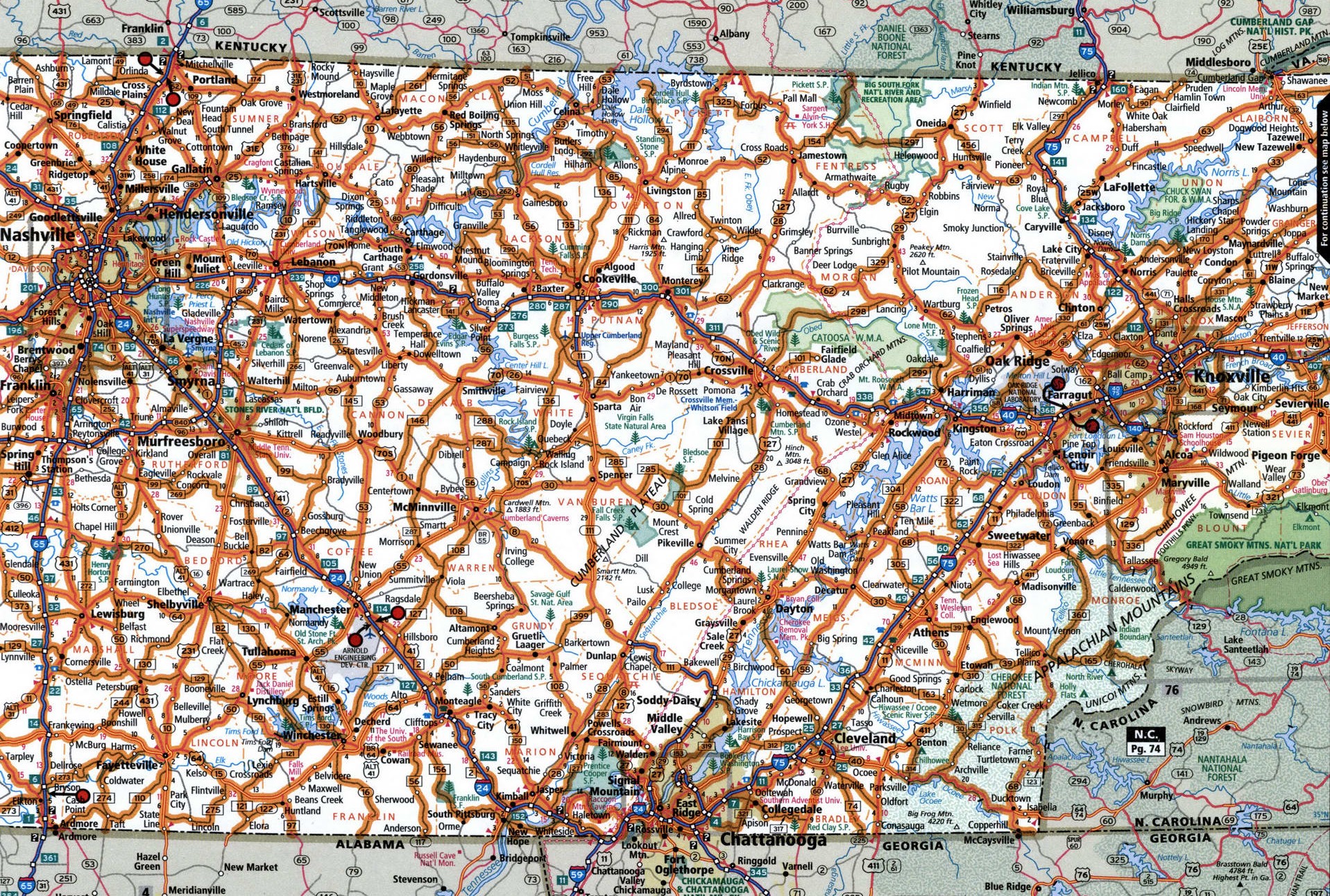 Eastern Tennessee map for truckers