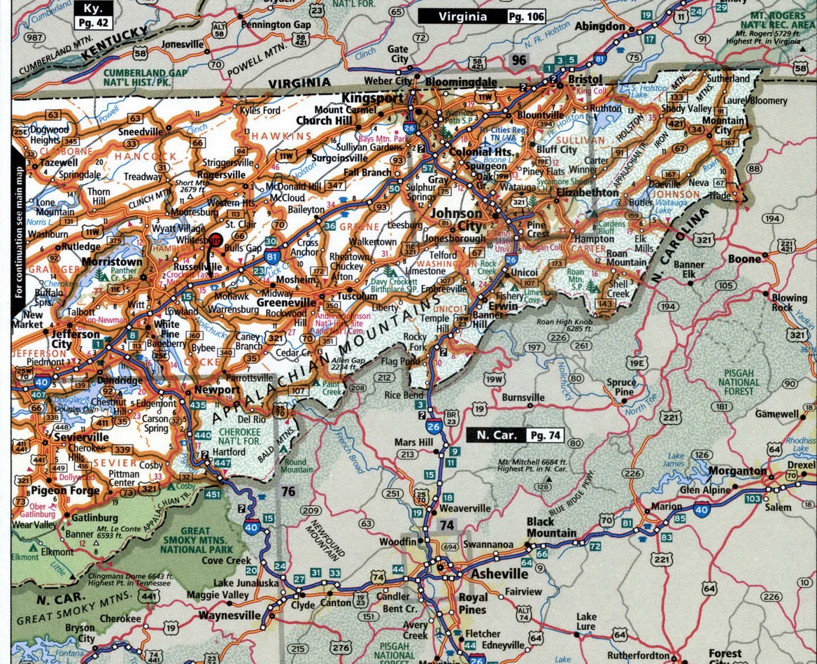 East Tennessee map for truckers