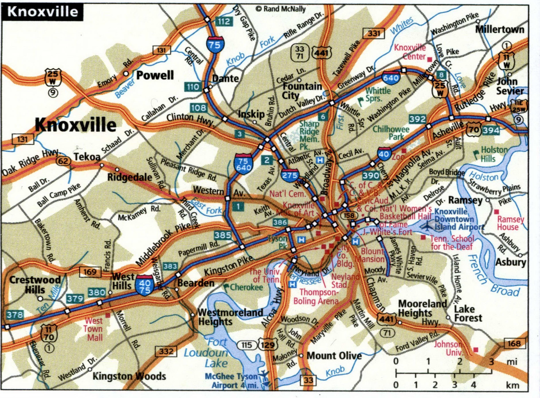 Knoxville city map for truckers