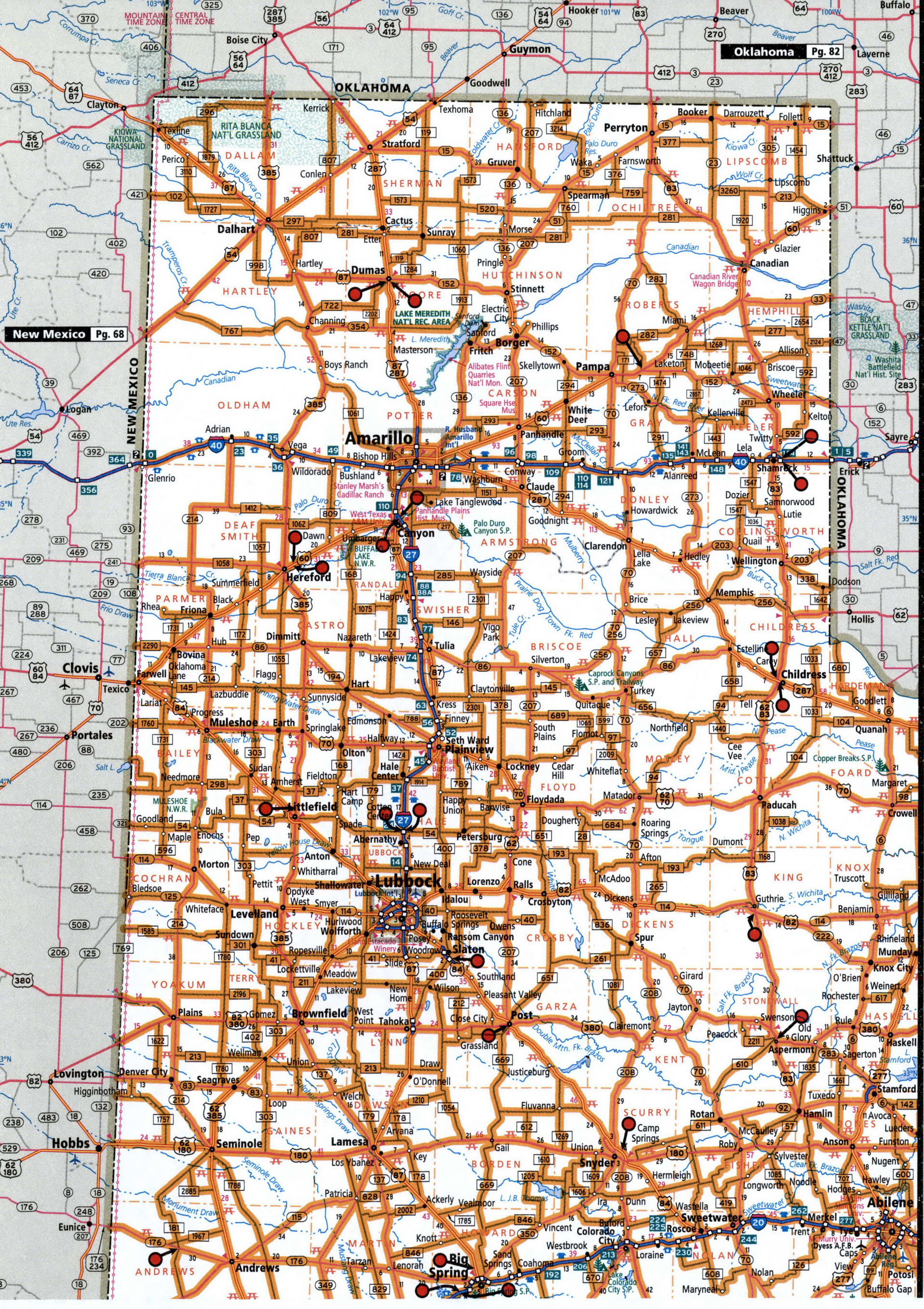 North Western Texas map for truckers