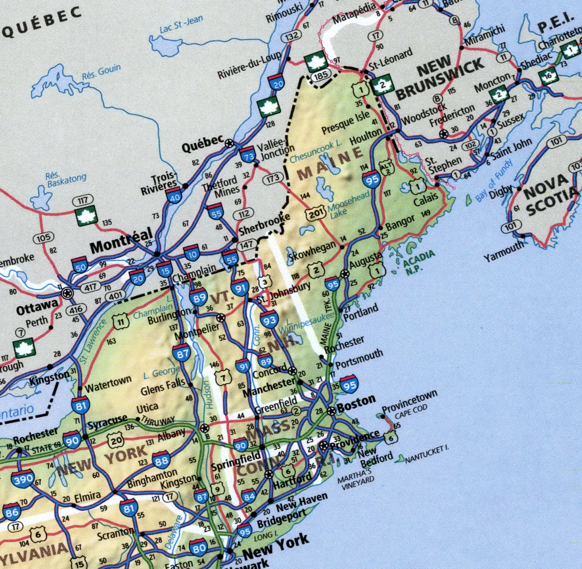 Map Of New England Region With Cities And Interstate Highways Detailed 